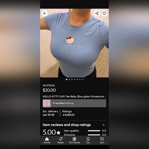 Hello Kitty baby blue tea rhinestones